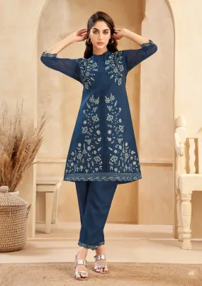 Srijan Azure Embroidered Co-ord set