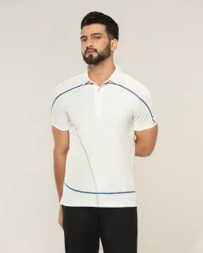 TechPro Polo White Solid T-Shirt - Strike