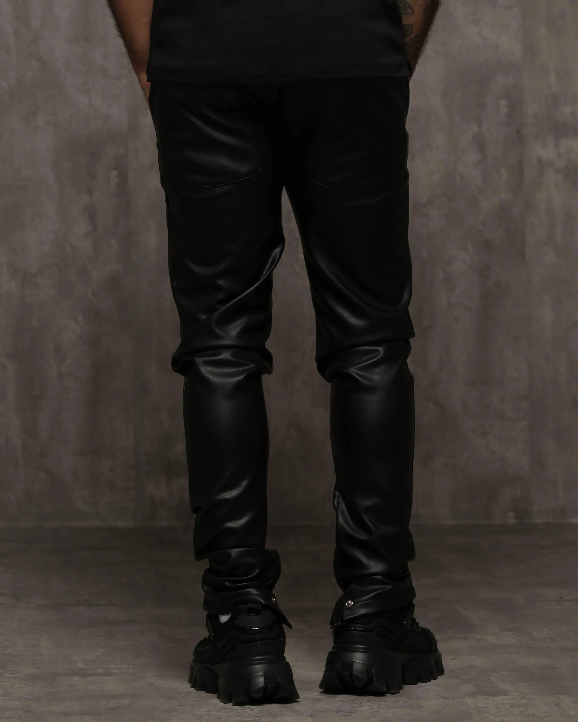 Vegan Leather Panel Pants