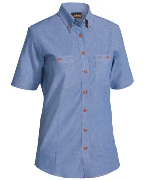 *Womens Chambray Short Sleeve Shirt* - Blue