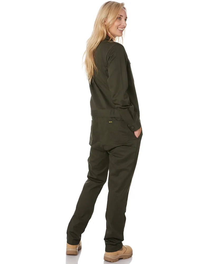 Womens Cotton Drill Coverall  - Olive