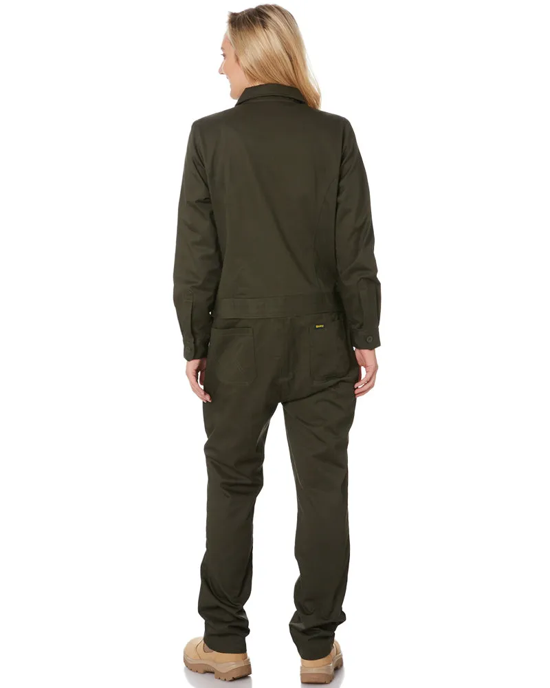 Womens Cotton Drill Coverall  - Olive