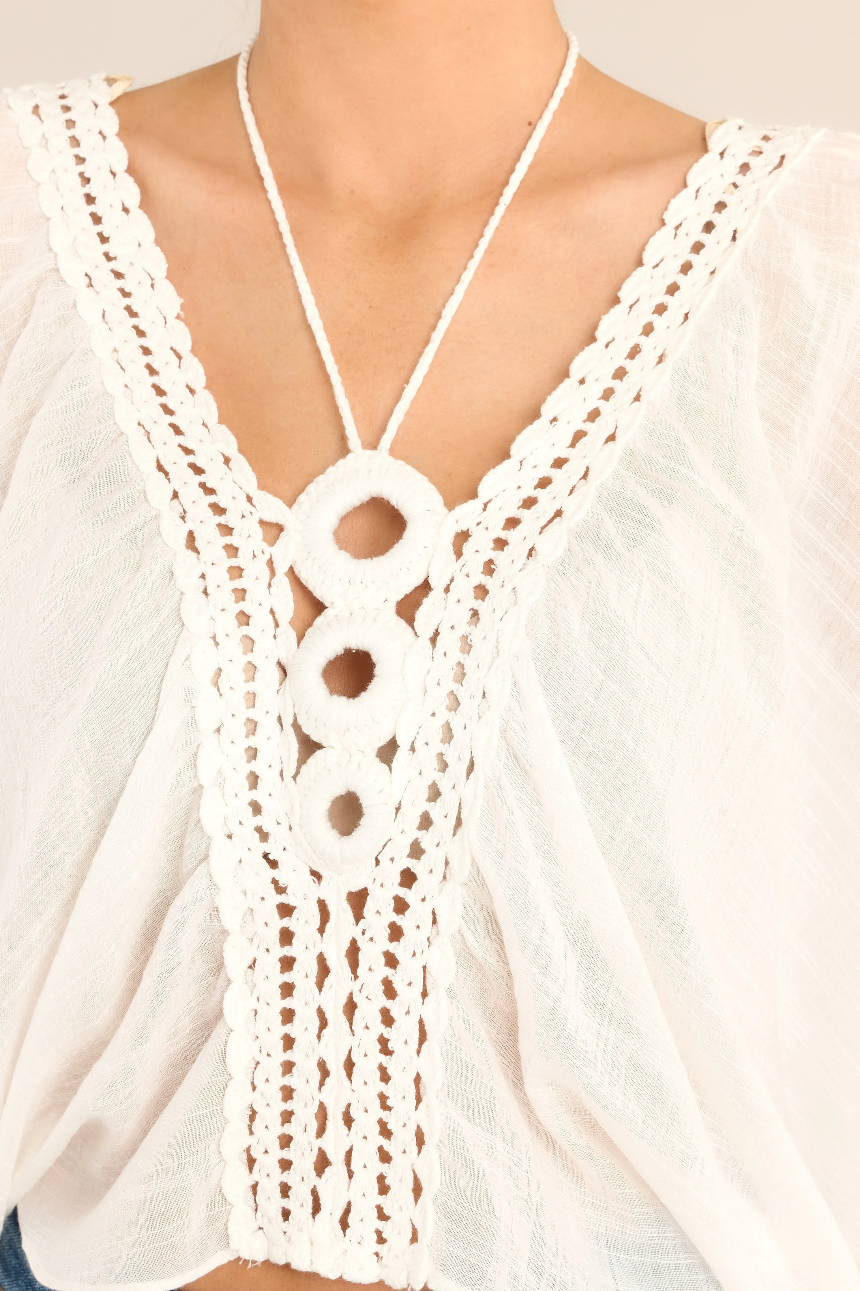 World Is Your Oyster White Crochet Top