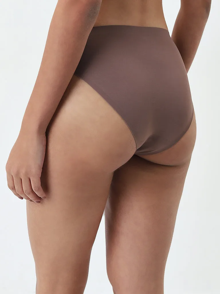 Wunderlove Brown Seam-Free Hi-Leg Brief