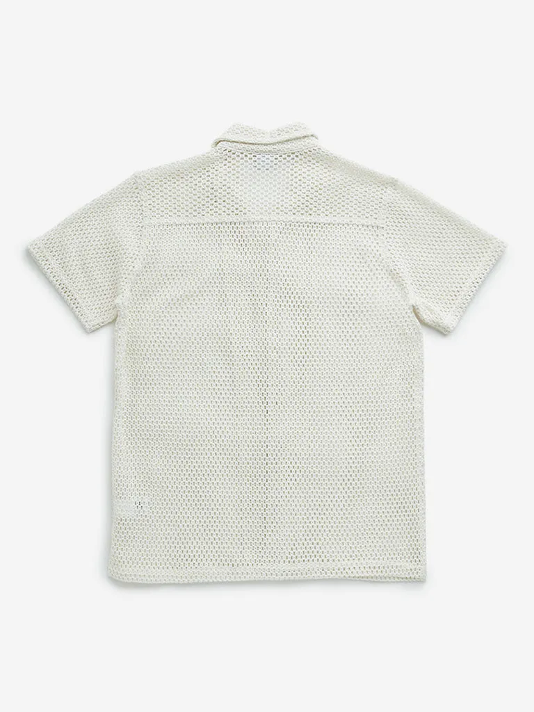 Y&F Kids Off-White Resort-Fit Crochet Shirt