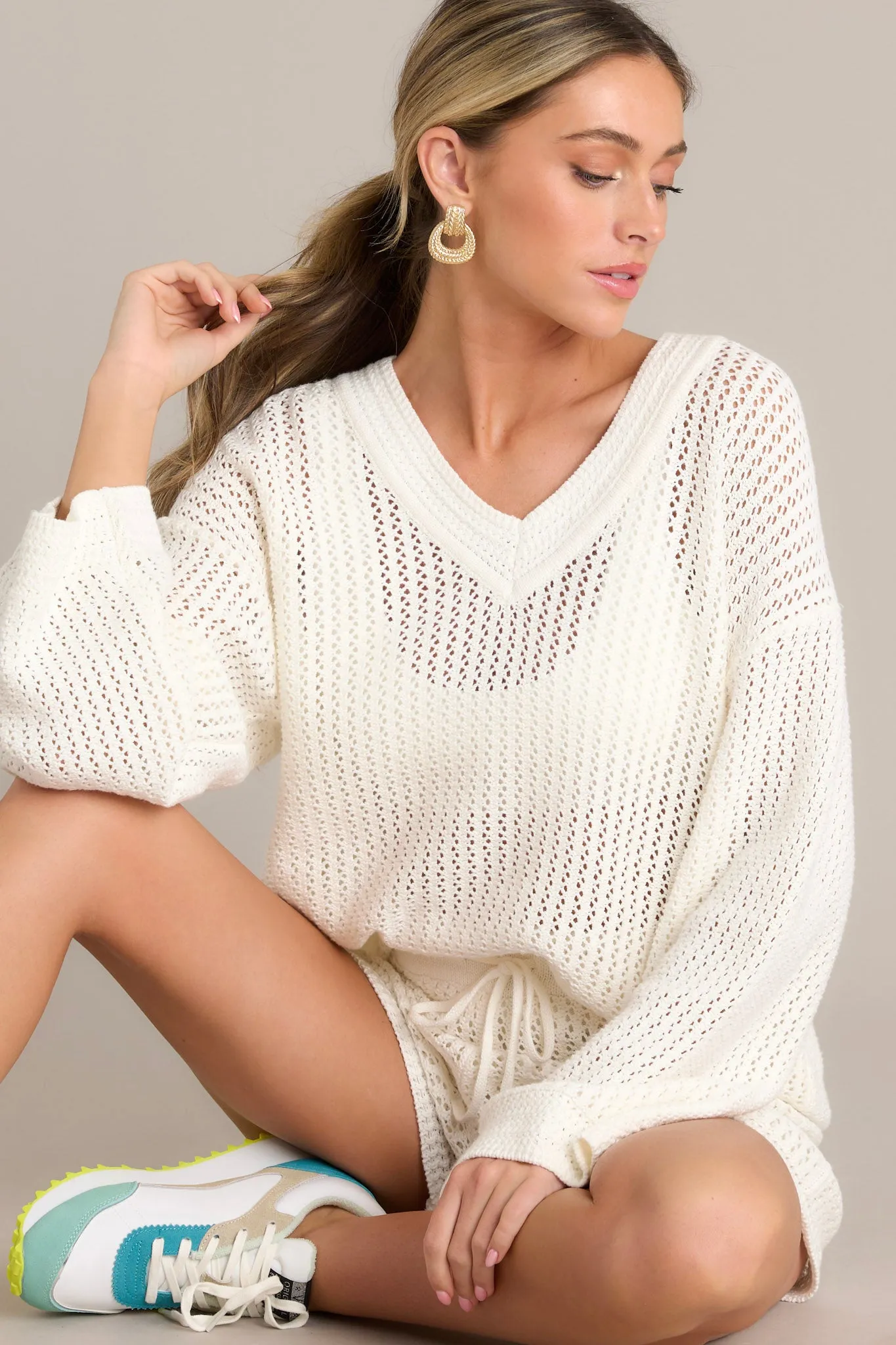 Z Supply Kiami Crochet White Sweater