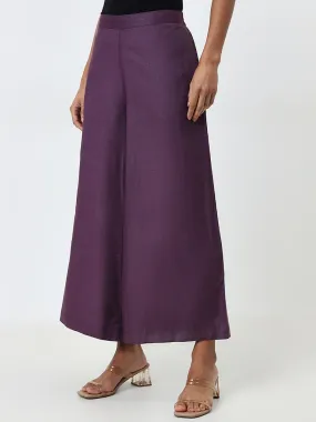 Zuba Purple Solid High-Rise Palazzos